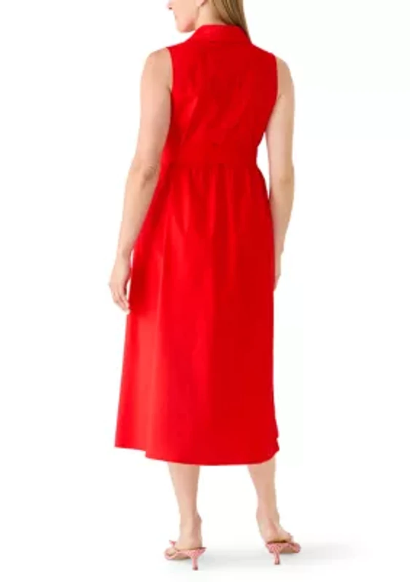 Women's Sleeveless Midi Shirt Dress