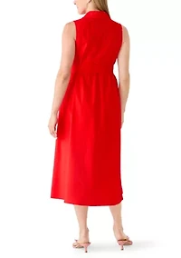 Women's Sleeveless Midi Shirt Dress