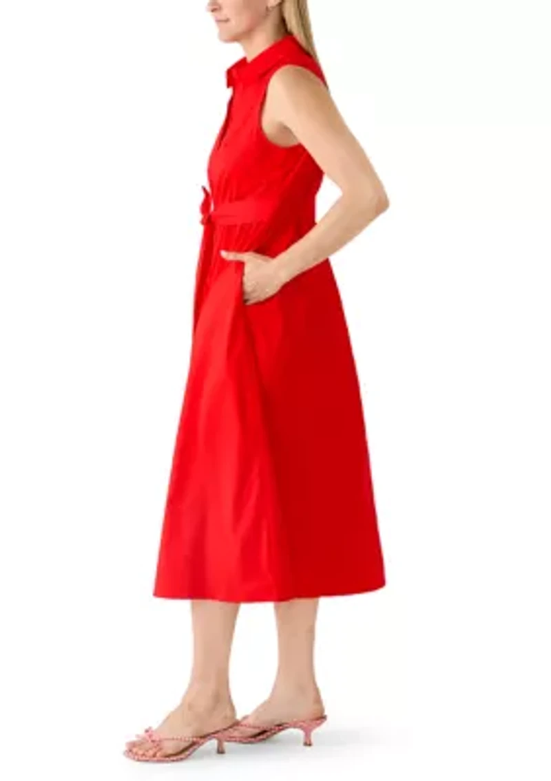 Women's Sleeveless Midi Shirt Dress