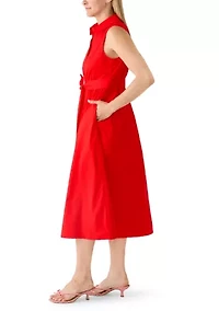 Women's Sleeveless Midi Shirt Dress