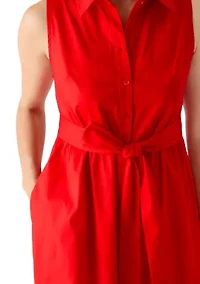 Women's Sleeveless Midi Shirt Dress