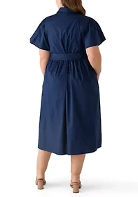 Plus Short Sleeve Midi Shirtdress