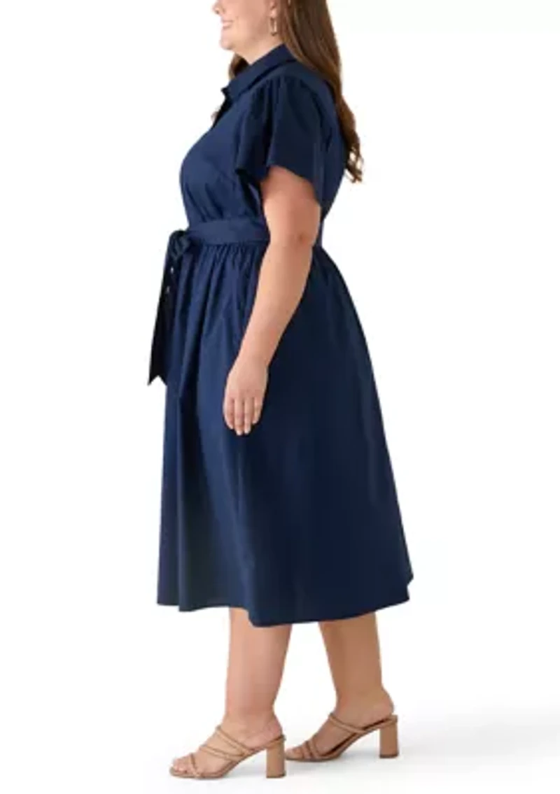 Plus Short Sleeve Midi Shirtdress