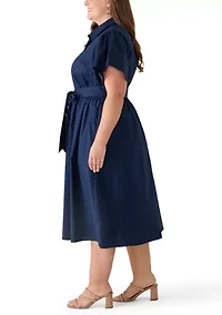 Plus Short Sleeve Midi Shirtdress
