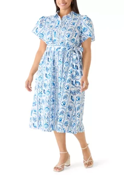 Plus Print Midi Shirtdress