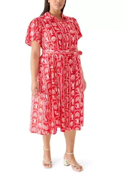 Plus Print Midi Shirtdress
