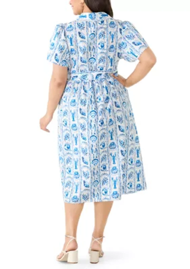 Plus Print Midi Shirtdress