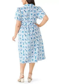 Plus Print Midi Shirtdress