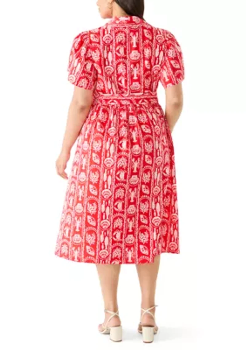 Plus Print Midi Shirtdress