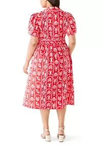 Plus Print Midi Shirtdress
