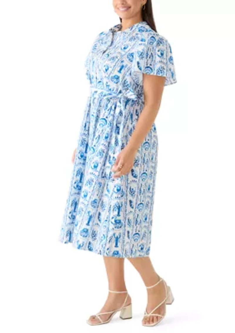 Plus Print Midi Shirtdress