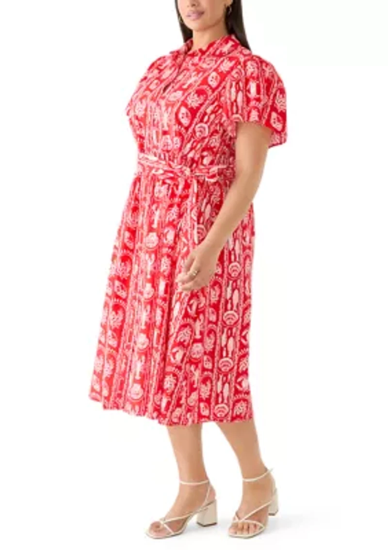 Plus Print Midi Shirtdress