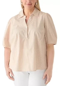Plus Puff Sleeve Popover Top