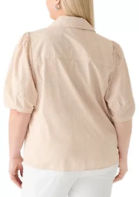 Plus Puff Sleeve Popover Top