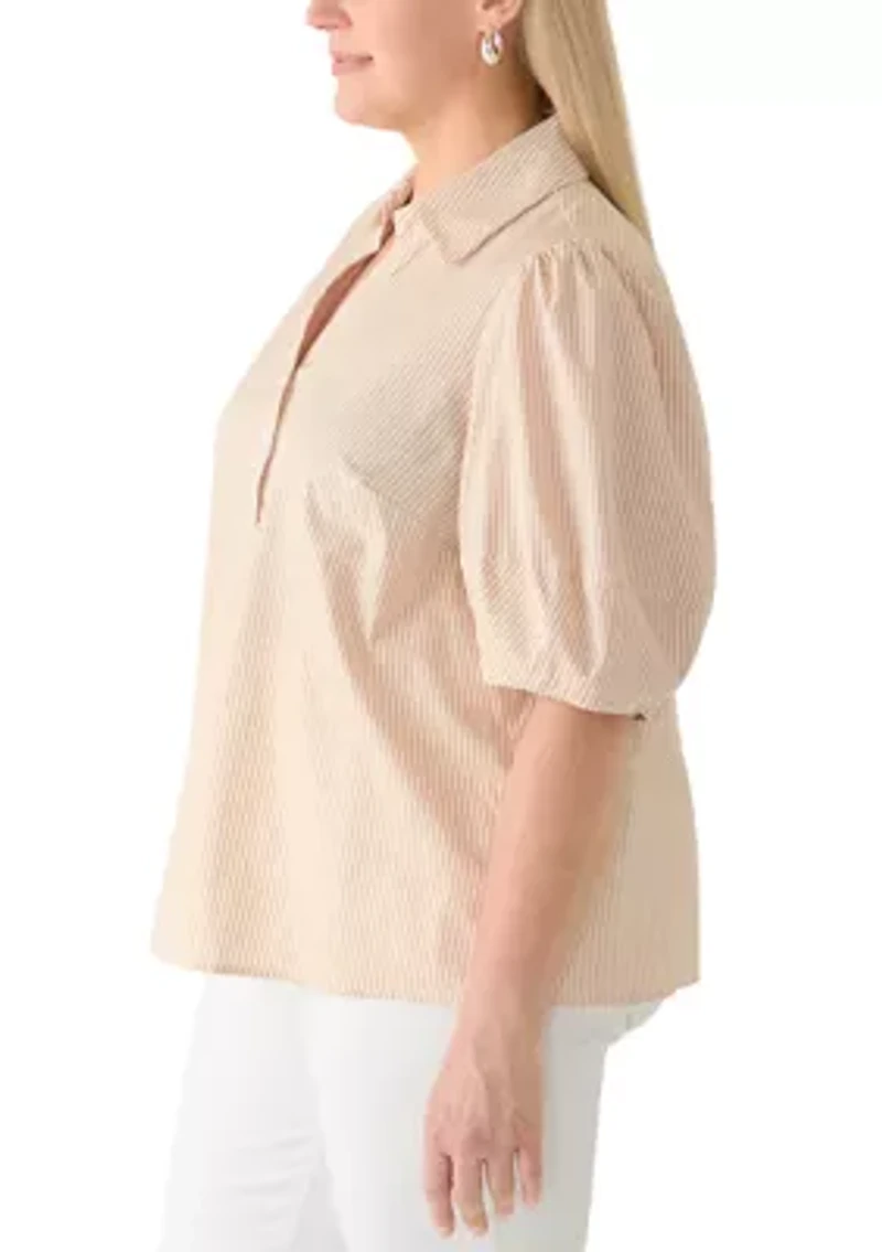 Plus Puff Sleeve Popover Top