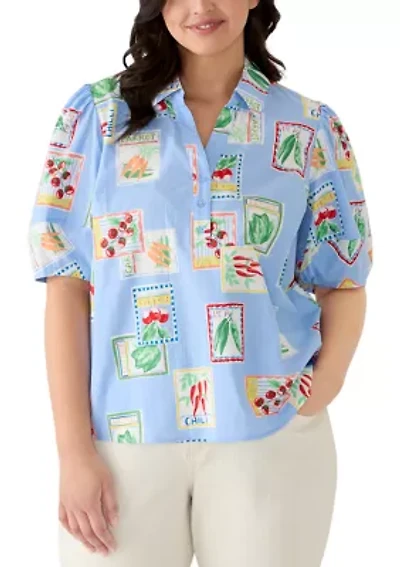 Plus Puff Sleeve Popover Top
