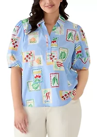 Plus Puff Sleeve Popover Top