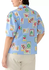 Plus Puff Sleeve Popover Top