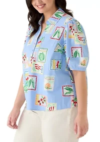 Plus Puff Sleeve Popover Top