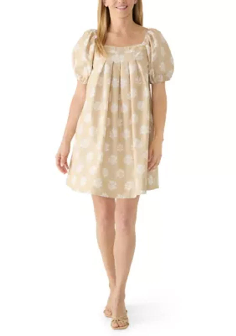 Women's Puff Sleeve Print Mini Shirtdress