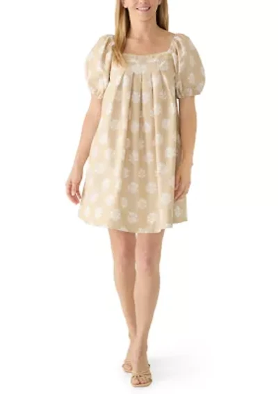 Women's Puff Sleeve Print Mini Shirtdress