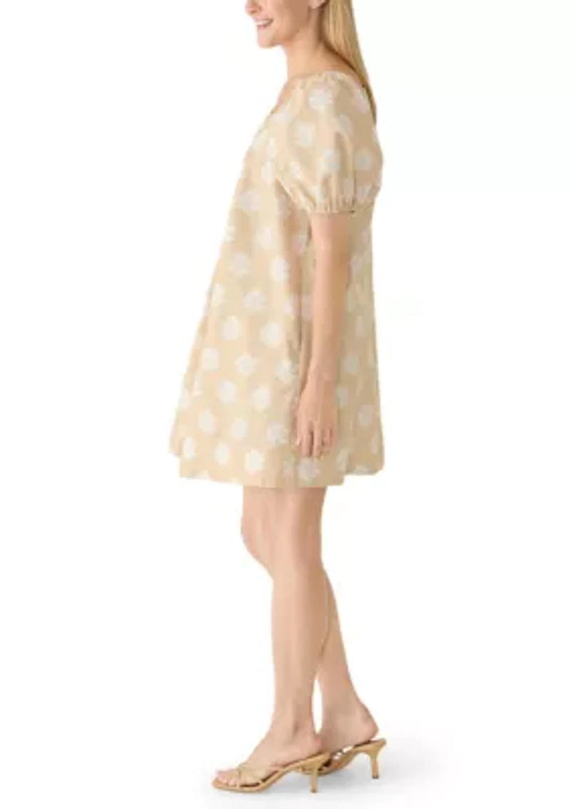Women's Puff Sleeve Print Mini Shirtdress