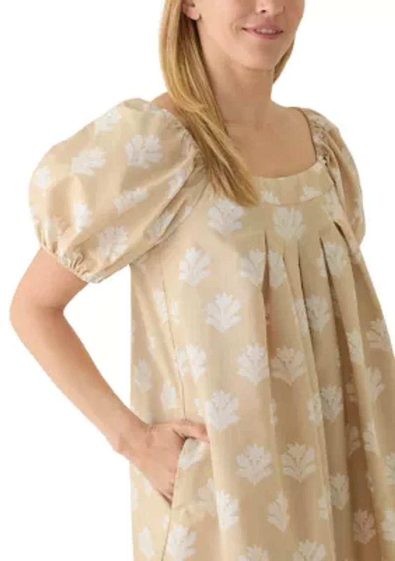 Women's Puff Sleeve Print Mini Shirtdress