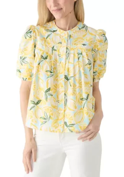 Women's Puff Sleeve Pintuck Top