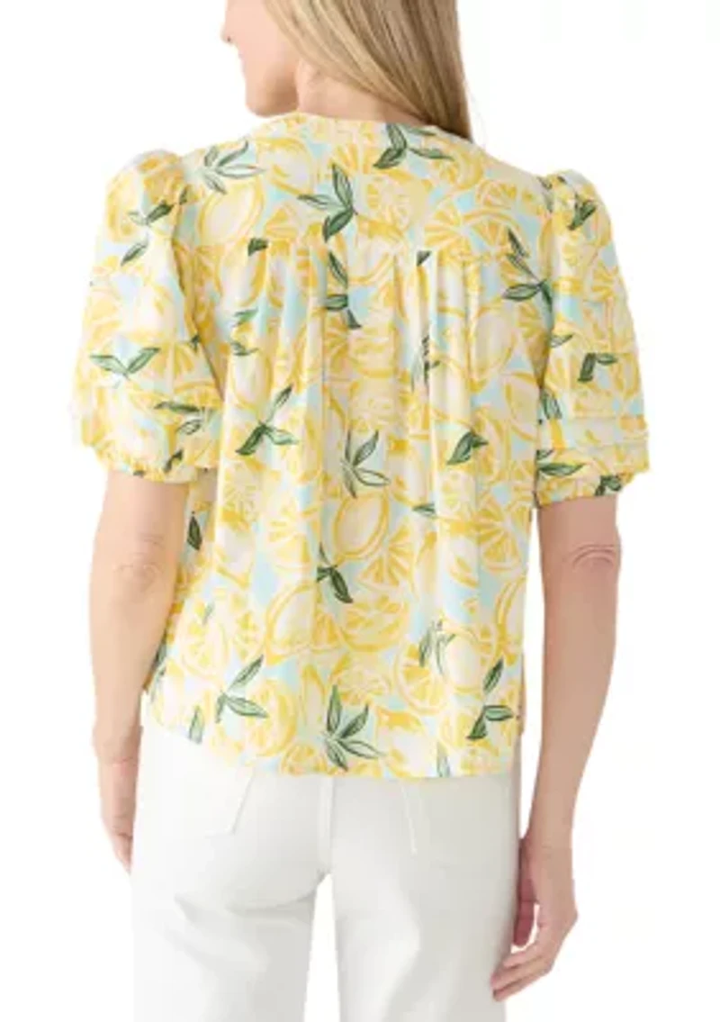 Women's Puff Sleeve Pintuck Top