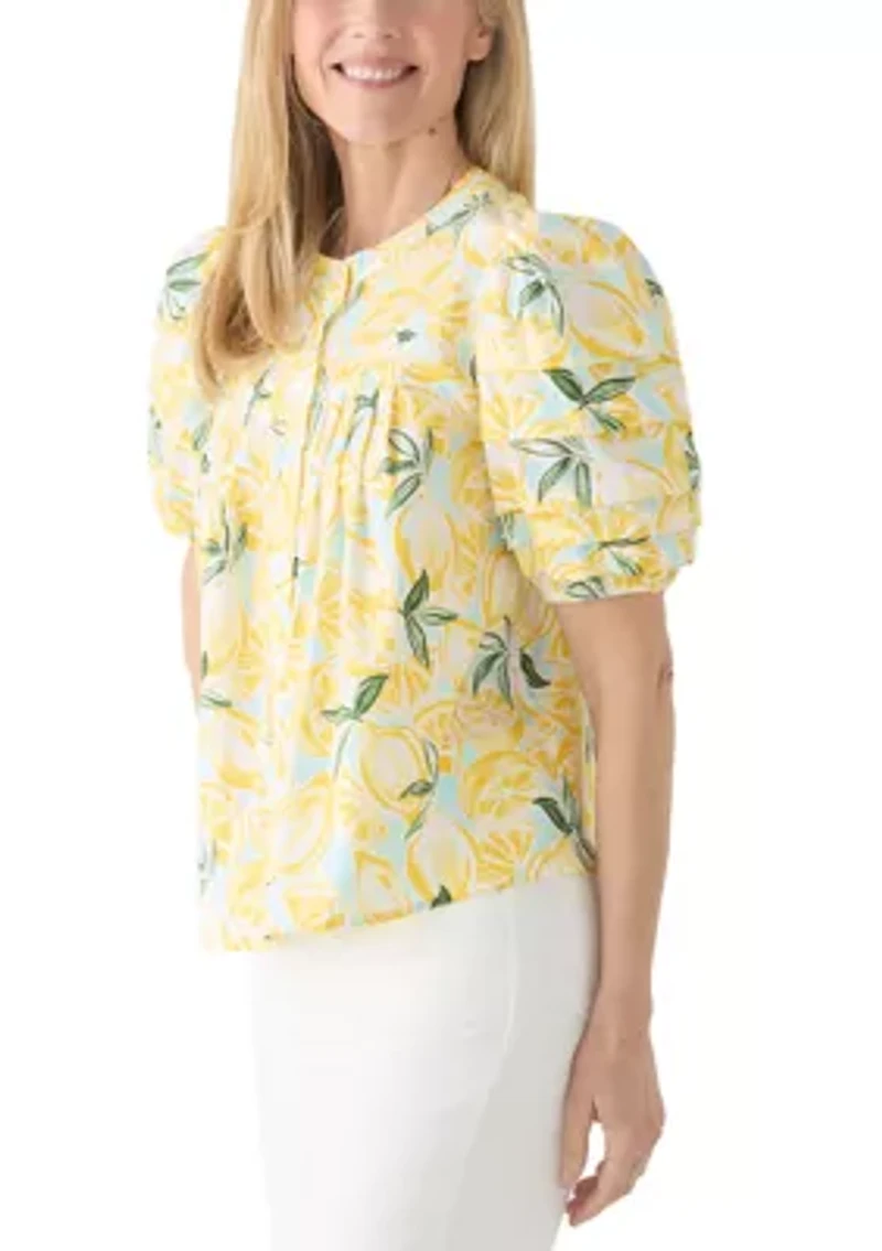 Women's Puff Sleeve Pintuck Top