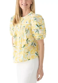 Women's Puff Sleeve Pintuck Top
