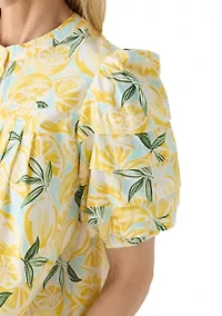Women's Puff Sleeve Pintuck Top