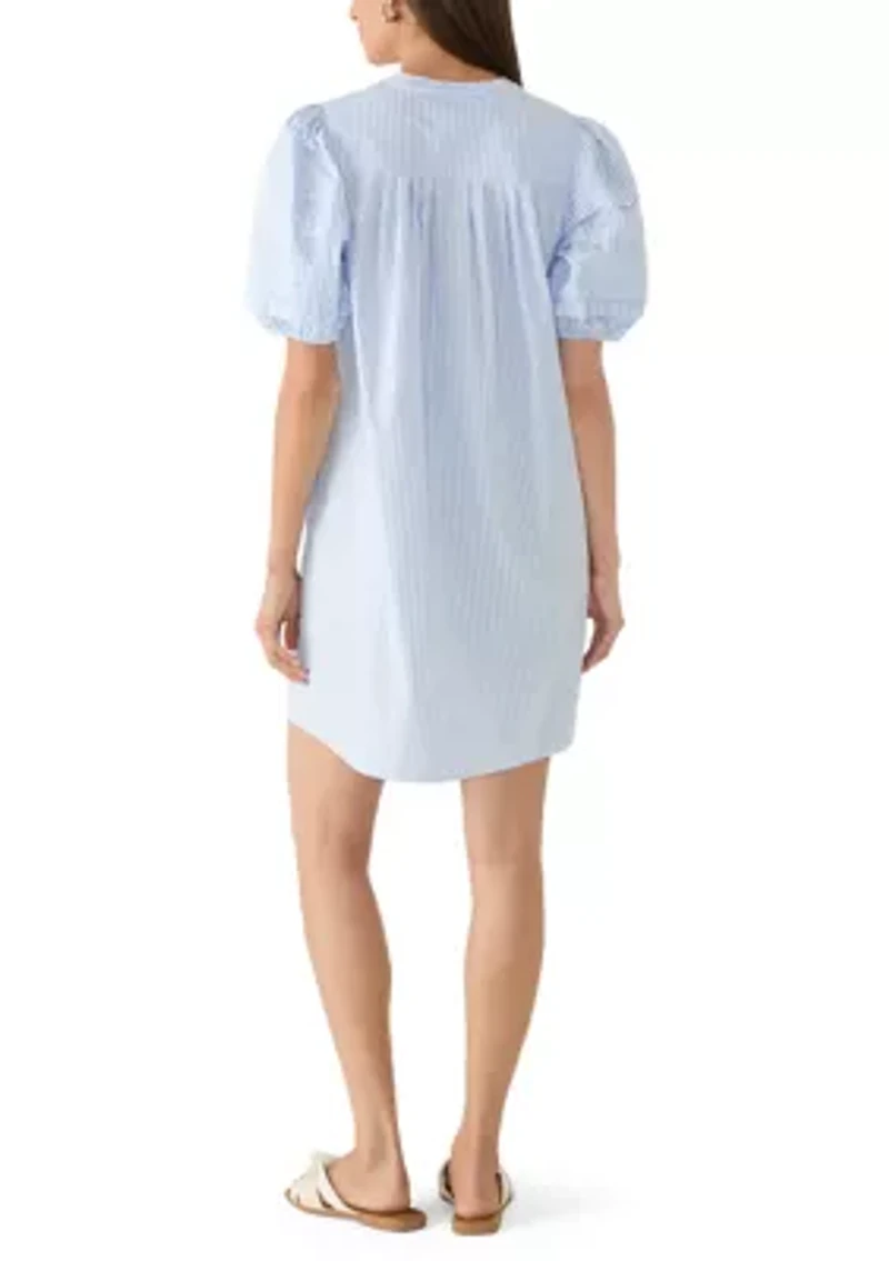 Women's Short Puff Sleeve Pintuck Dress