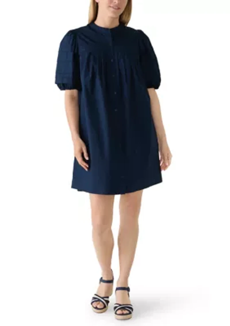 Women's Puff Sleeve Pintuck Dress