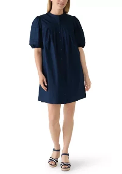 Women's Puff Sleeve Pintuck Dress
