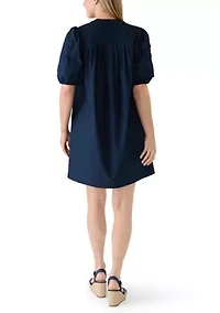 Women's Puff Sleeve Pintuck Dress