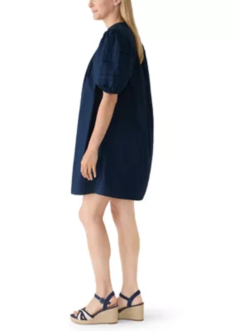 Women's Puff Sleeve Pintuck Dress