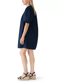 Women's Puff Sleeve Pintuck Dress