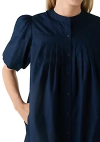 Women's Puff Sleeve Pintuck Dress