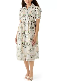 Petite Puff Sleeve Button Front Poplin Maxi Dress