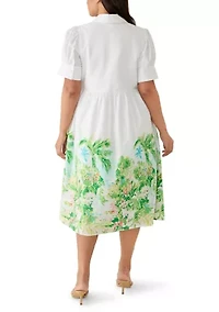 Plus Button Front Poplin Maxi Dress