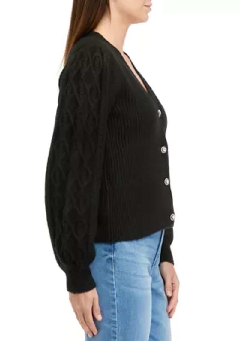 Women's Jeweled Button Cardigan
