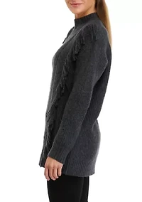 Women's Long Sleeve Fringe Tunic Sweater