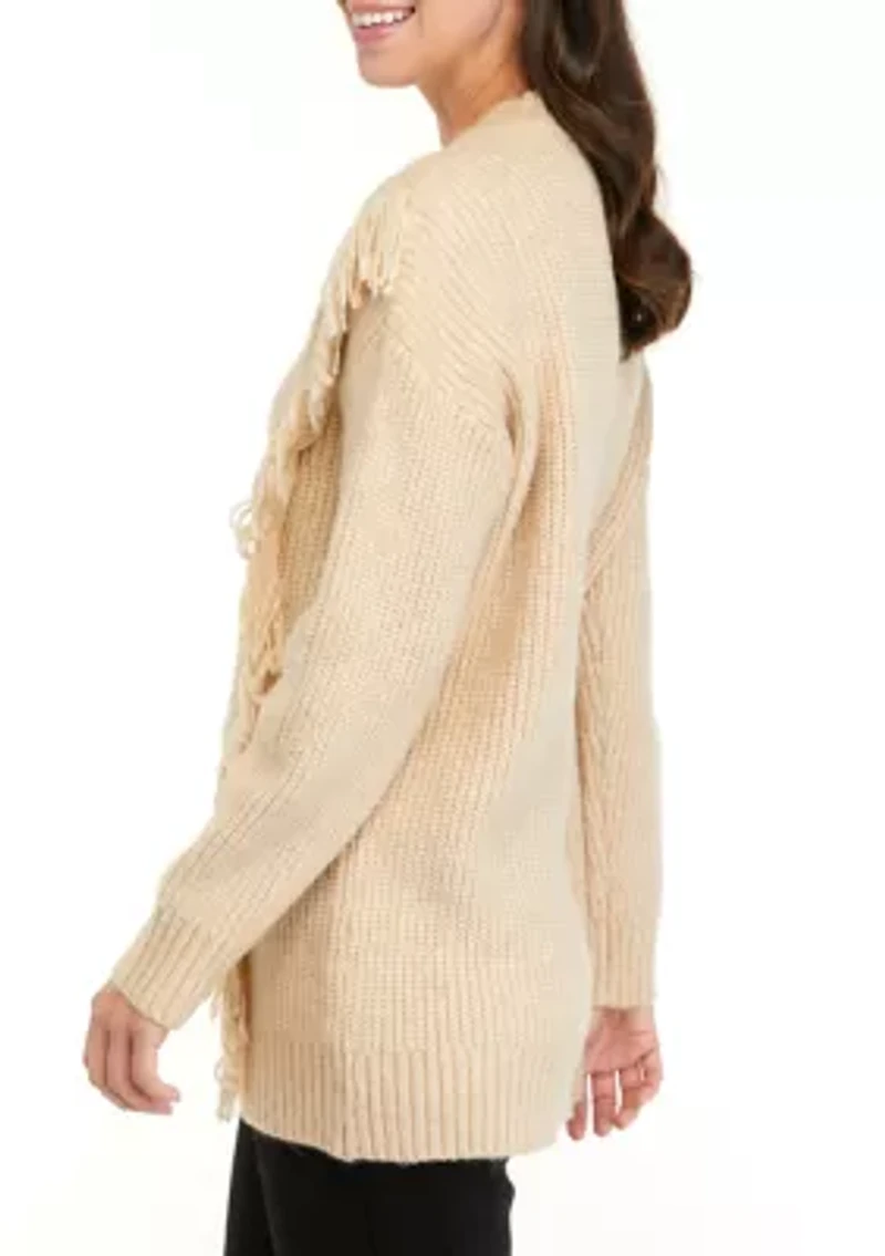 Women's Long Sleeve Fringe Tunic Sweater