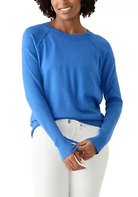 Women's Long Sleeve Fine Seamed Pullover Sweater