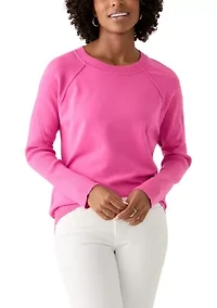 Women's Long Sleeve Fine Seamed Pullover Sweater