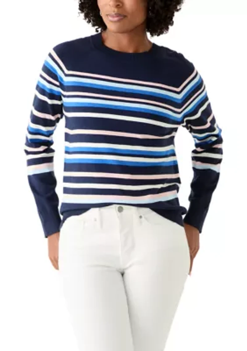 Women's Long Sleeve Fine Seamed Pullover Sweater