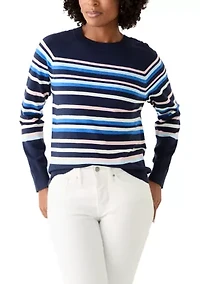 Women's Long Sleeve Fine Seamed Pullover Sweater