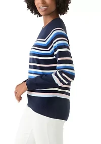 Women's Long Sleeve Fine Seamed Pullover Sweater