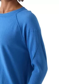 Women's Long Sleeve Fine Seamed Pullover Sweater